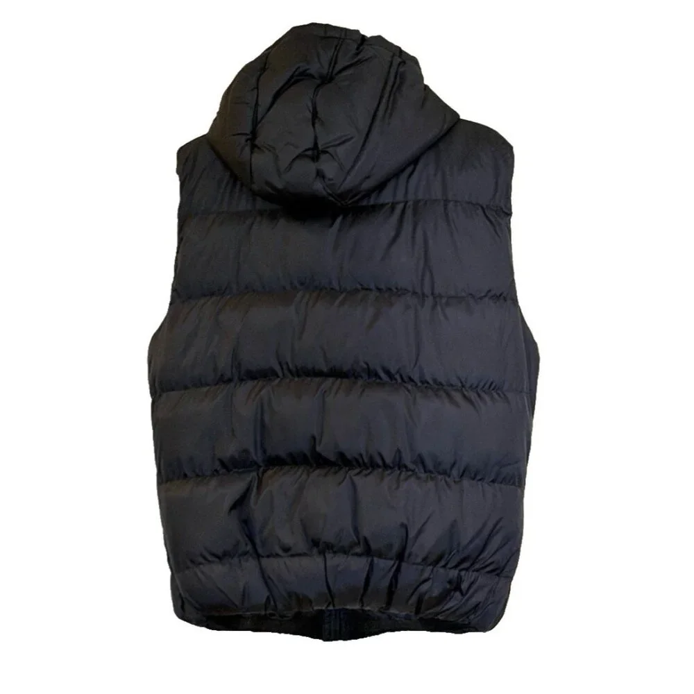 French Connection Women's Black Hooded Winter Puffer Zip Front Vest Size Medium